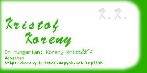 kristof koreny business card